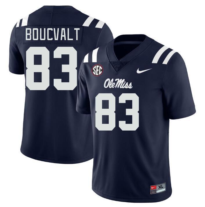 Men #83 Lex Boucvalt Ole Miss Rebels College Football Jerseys Stitched Sale-Navy